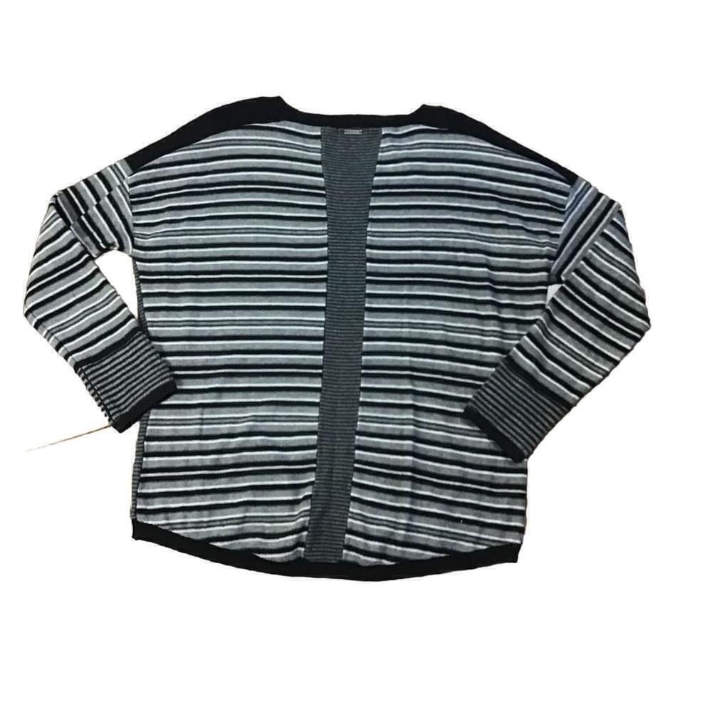 Prana Womens Small Mixed Stripe Long Sleeve Pullover Sweater Black Gray - Picture 6 of 7